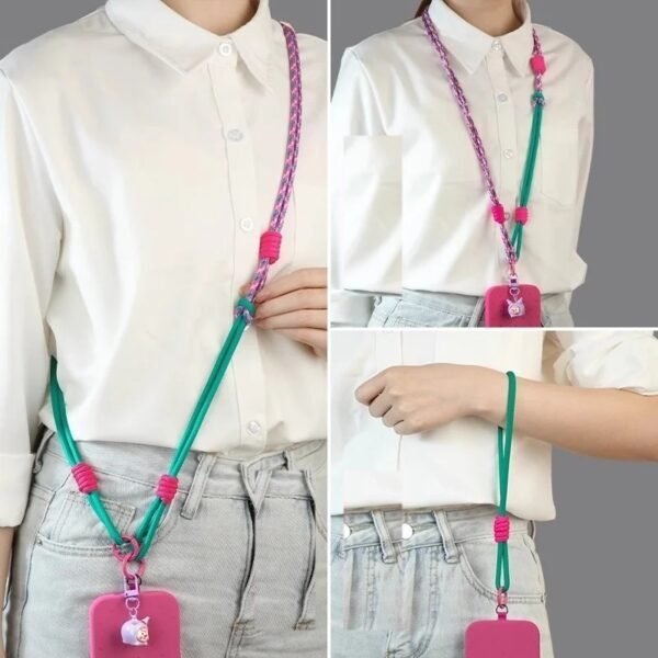 The Tether worn crossbody, around the neck and on the wrist